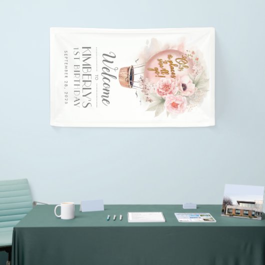 Hete Luchtballon Bloemen Verjaardagsfeestje Welkom Spandoek (Beurs)