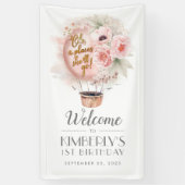 Hete Luchtballon Bloemen Verjaardagsfeestje Welkom Spandoek (Verticaal)