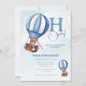 Hete Luchtballon Boho Blue Baby shower Kaart (Voorkant)