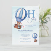 Hete Luchtballon Boho Blue Baby shower Kaart (Staand voorkant)