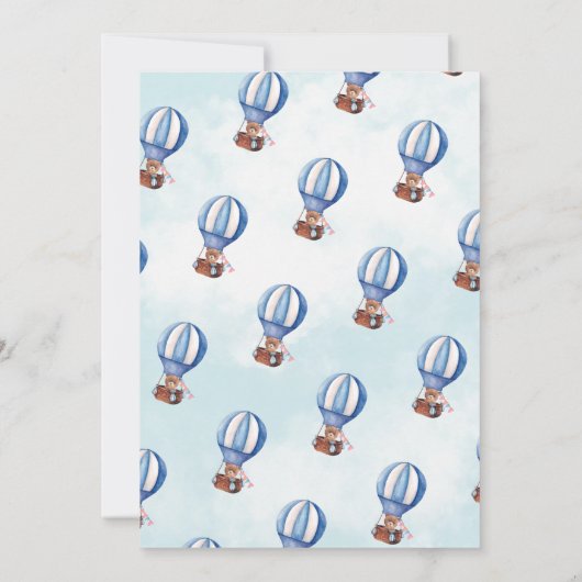 Hete Luchtballon Boho Blue Baby shower Kaart (Achterkant)