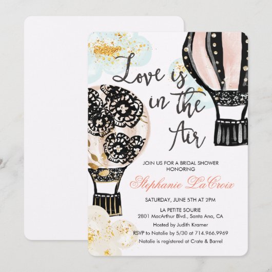 Hete Luchtballon Bridal Douche Uitnodiging (Voorkant / Achterkant)