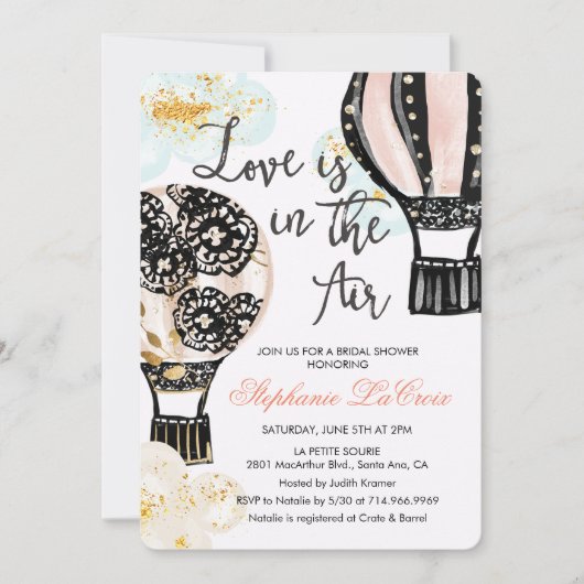 Hete Luchtballon Bridal Douche Uitnodiging (Voorkant)