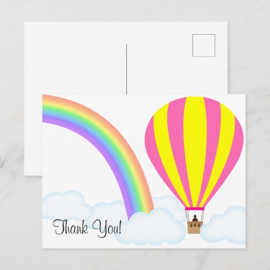 Hete Luchtballon Briefkaart - Witte Achtergrond (Voorkant / Achterkant)