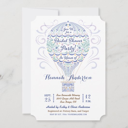 Hete Luchtballon Bruids Douche Uitnodiging II (Voorkant)