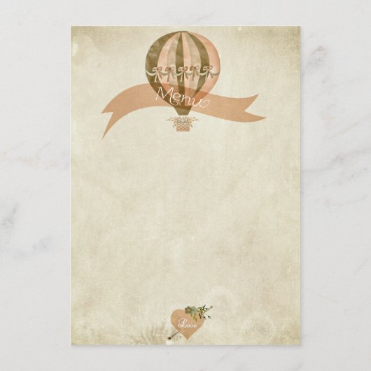 Hete Luchtballon Bruiloft Menu (Achterkant)