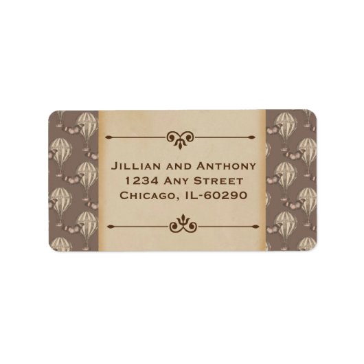  Hete Luchtballon Bruin Adreslabel Etiket (Voorkant)