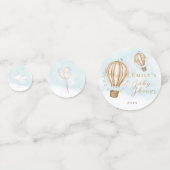 Hete luchtballon bruine vlag blauw wolken Baby sho Confetti (Voorkanten)