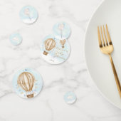 Hete luchtballon bruine vlag blauw wolken Baby sho Confetti (Groep)