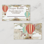 Hete Luchtballon & Clouds Wereldkaart Luierreling Informatiekaartje (Voorkant / Achterkant)