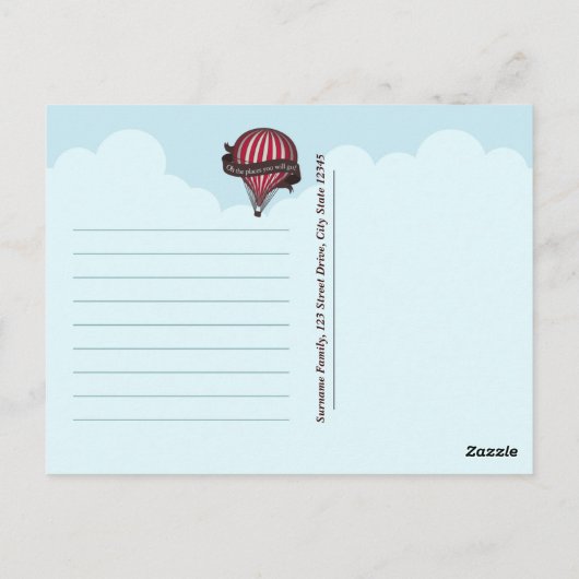 Hete luchtballon dank u kaart (Achterkant)