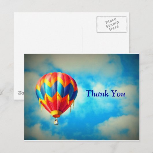 Hete luchtballon dank u kaart (Voorkant / Achterkant)