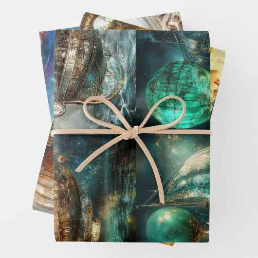 Hete Luchtballon Design & Steampunk Inpakpapier Vel (In situ)