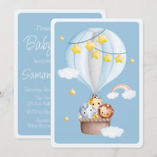 Hete Luchtballon Dieren Baby Boy Baby shower Kaart