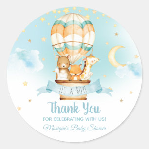 Hete Luchtballon Dieren Baby shower Baby Boy Favor Ronde Sticker