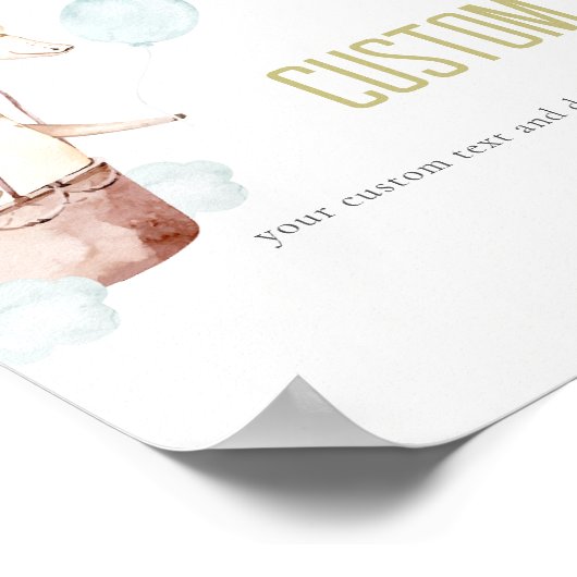 Hete Luchtballon Dieren Baby shower Custom Signs Poster (Hoek)