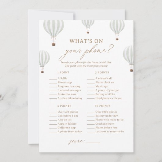 Hete Luchtballon Douche Wat is er op uw telefoon s Kaart (Voorkant)