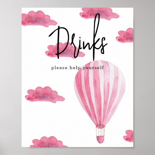 Hete luchtballon - Drinken Poster (Voorkant)
