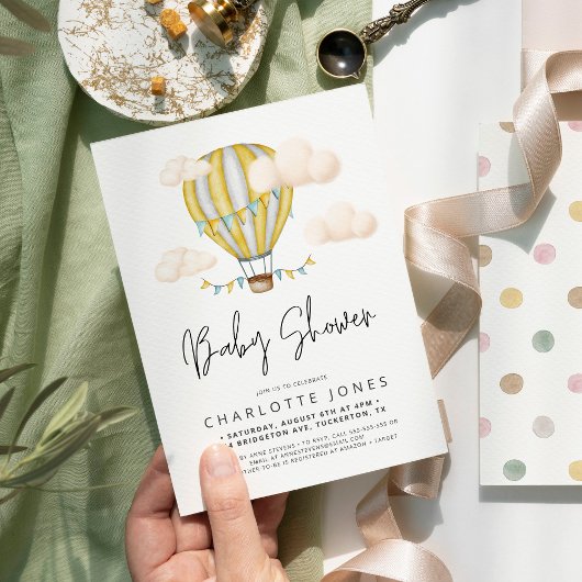 Hete Luchtballon Eenvoudig Baby shower Kaart