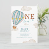 Hete luchtballon eerste verjaardag kaart (Staand voorkant)