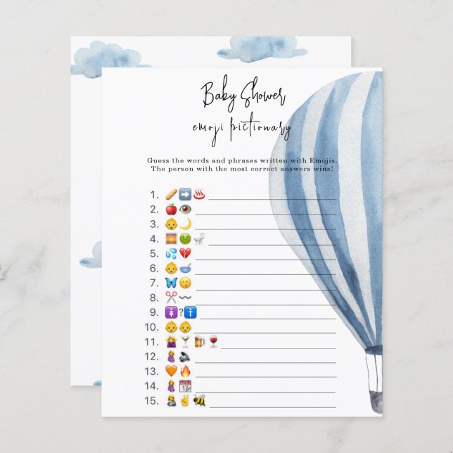 Hete luchtballon - Emoji afbeelding spel baby show (Voorkant / Achterkant)