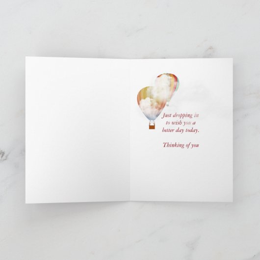 Hete luchtballon en tulpen voor het denken aan u kaart (Binnen)