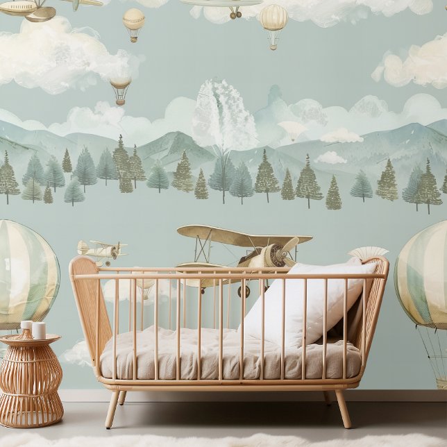 Hete Luchtballon en Vliegtuigavontuur Behang (Creator heeft geüpload)