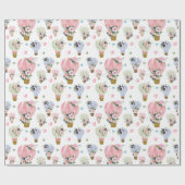 Hete luchtballon en Waterverf Blush Floral Cadeaupapier (Vlak)