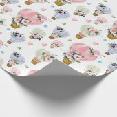Hete luchtballon en Waterverf Blush Floral Cadeaupapier (Hoek)