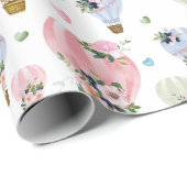 Hete luchtballon en Waterverf Blush Floral Cadeaupapier (Rol Hoek)