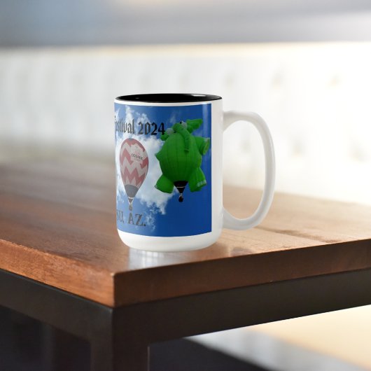 Hete Luchtballon Festival 2024 Tweekleurige Koffiemok