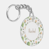 Hete luchtballon, fiets en Roos patroon gepersonal Sleutelhanger (Voorkant Links)