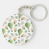 Hete luchtballon, fiets en Roos patroon gepersonal Sleutelhanger (Achterkant)