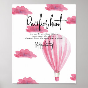 Hete luchtballon - Fopspeen jacht spel baby shower Poster