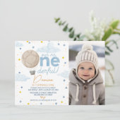 Hete Luchtballon Foto Mr. Onederful 1e Verjaardag Kaart (Staand voorkant)