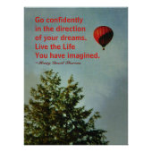 Hete luchtballon ga vol vertrouwen Thoreau citaat Perfect Poster (Voorkant)