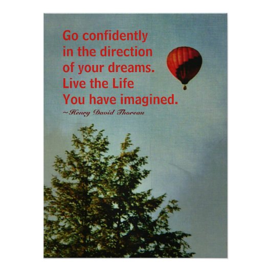 Hete luchtballon ga vol vertrouwen Thoreau citaat Perfect Poster (Voorkant)
