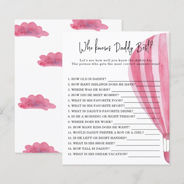 Hete luchtballon - Game Wie kent PAPA het beste (Voorkant / Achterkant)