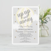 Hete Luchtballon Geel Baby Shower per Post Kaart (Staand voorkant)