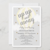 Hete Luchtballon Geel Baby Shower per Post Kaart (Voorkant)