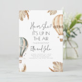 Hete Luchtballon Geslacht Onthullen Partij Uitnodi Kaart (Staand voorkant)