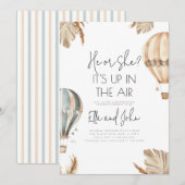 Hete Luchtballon Geslacht Onthullen Partij Uitnodi Kaart (Voorkant / Achterkant)