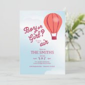 Hete luchtballon geslacht onthullen uitnodigen kaart (Staand voorkant)