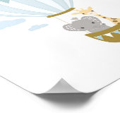 Hete Luchtballon Giraffe & Olifant Kwekerij Poster (Hoek)