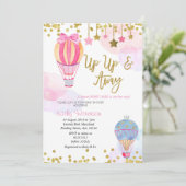 Hete Luchtballon Glitter Star Girl Baby shower Kaart (Staand voorkant)
