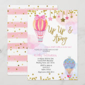 Hete Luchtballon Glitter Star Girl Baby shower Kaart (Voorkant / Achterkant)