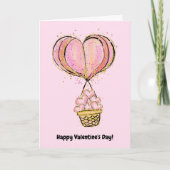 Hete luchtballon Happy Valentine's Day Kaart (Voorkant)