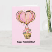 Hete luchtballon Happy Valentine's Day Kaart (Voorkant)