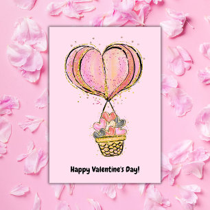 Hete luchtballon Happy Valentine's Day Kaart