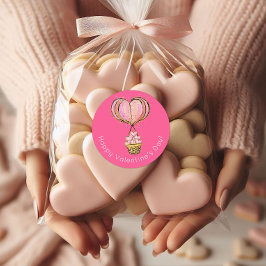 Hete luchtballon Happy Valentine's Day Ronde Sticker